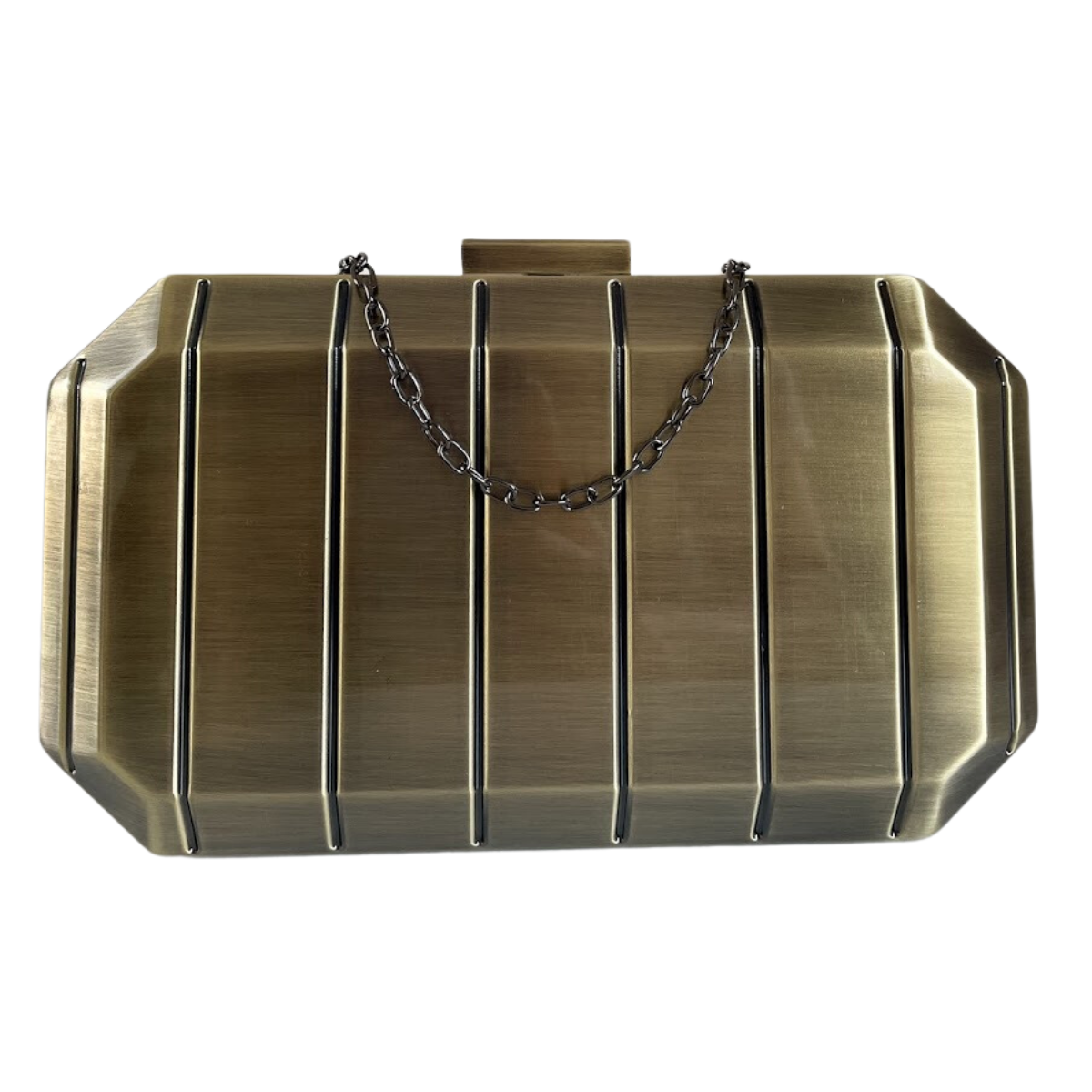 Bolsa Festa Clutch Metal Escovado Ouro Envelhecido