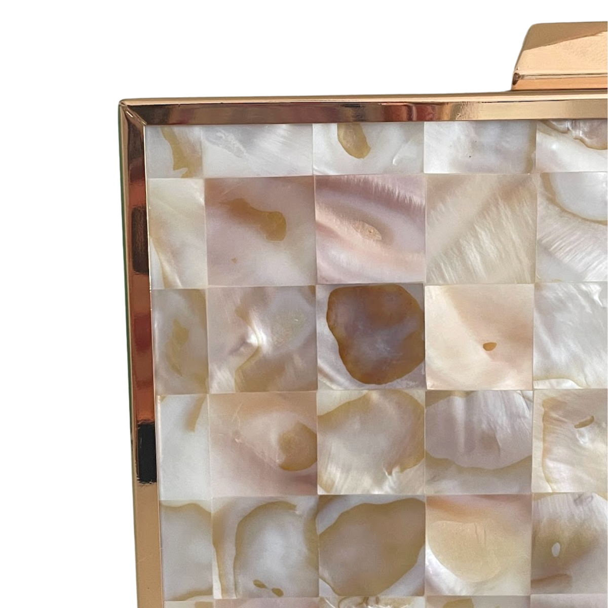 Bolsa de Festa Clutch Metalizada Madrepérola Bege