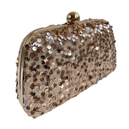 Bolsa de Festa Clutch Paetê Lantejoulas Dourada