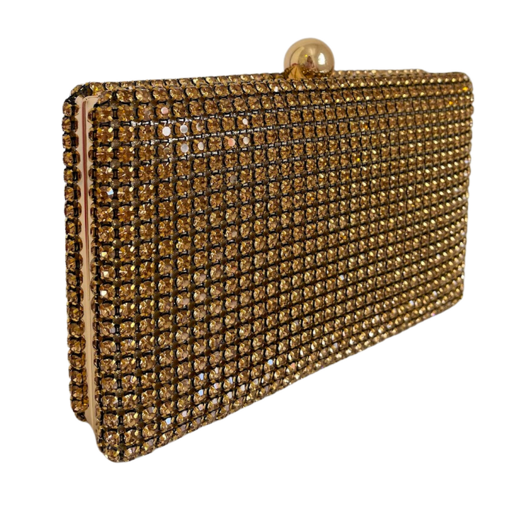 Bolsa de Festa Clutch Strass Dourada Escura - ReUse