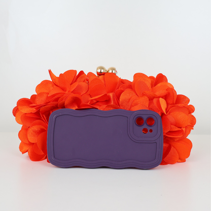 Bolsa Festa Clutch Flores Laranja