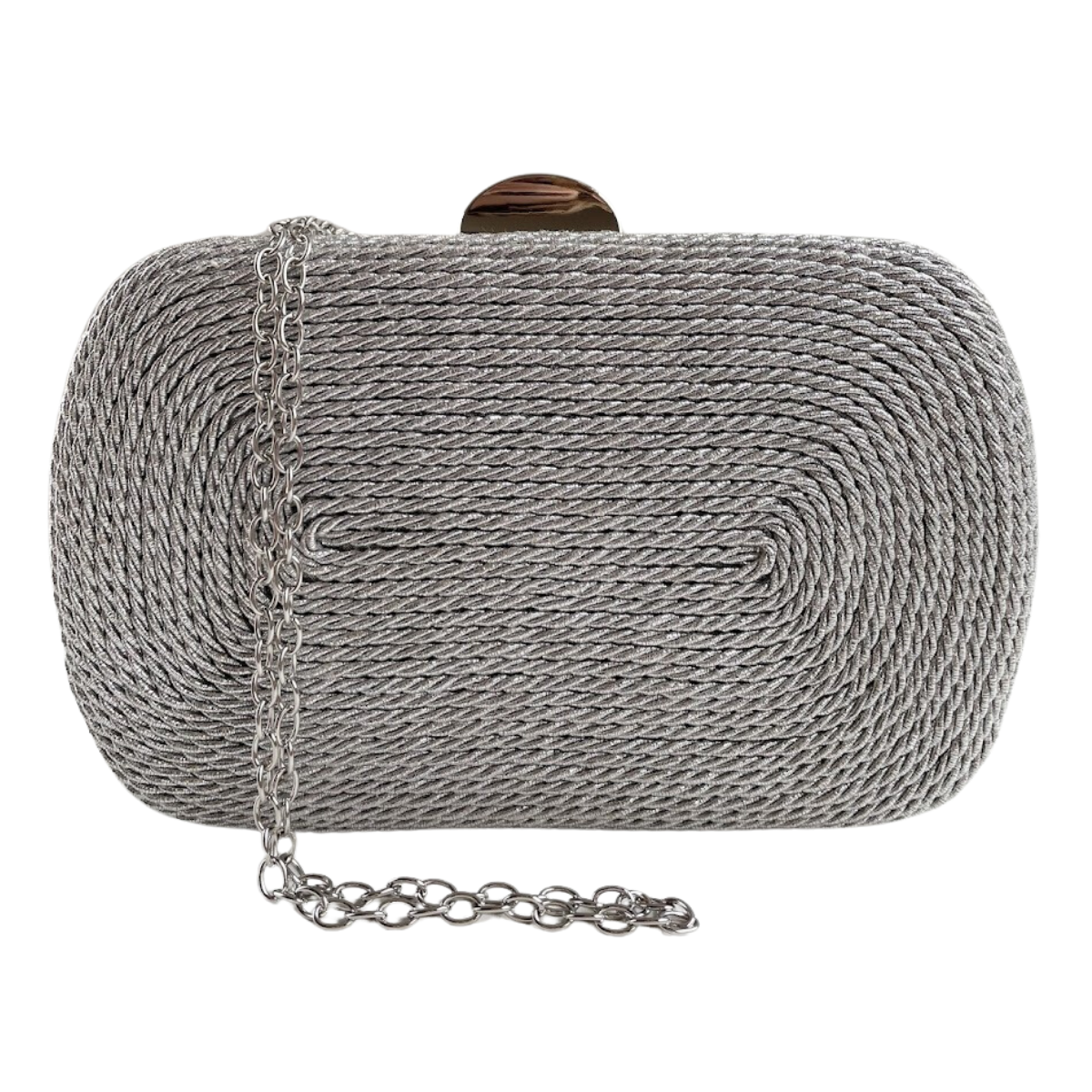 Bolsa de Festa Clutch Corda Trançada Prata