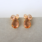Brinco Dourado e Cristal Champagne - Semijoia