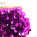 Bolsa de Festa Clutch Lantejoula Folha Brilhante Roxa - ReUse