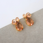 Brinco Dourado e Cristal Champagne - Semijoia