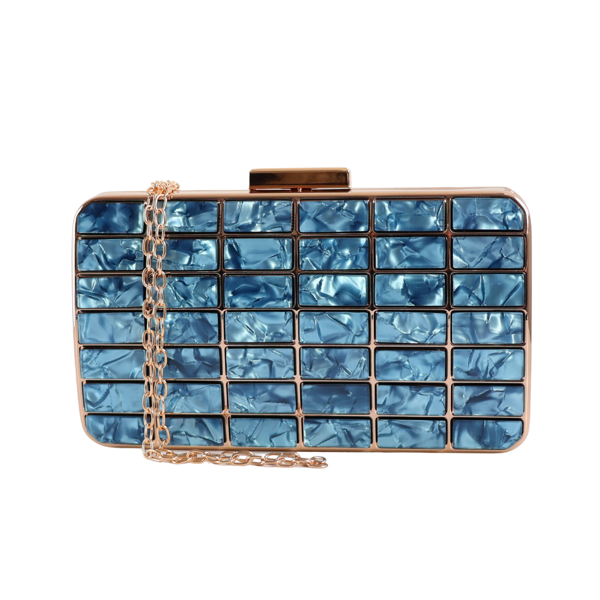 Bolsa de Festa Clutch Acrílico Perolada Azul - ReUse
