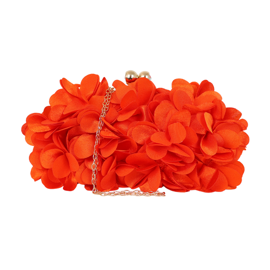 Bolsa Festa Clutch Flores Laranja