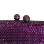 Bolsa de Festa Clutch Cristais Pedraria Roxa