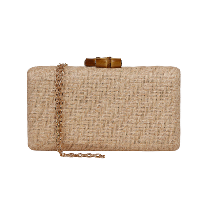 Bolsa de Festa Clutch Palha Bege