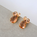 Brinco Dourado e Cristal Champagne - Semijoia