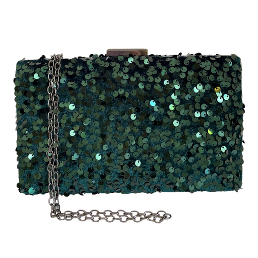 Bolsa de Festa Clutch Lantejoulas Verde Escuro