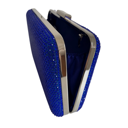 Bolsa de Festa Clutch Pedraria Strass Azul Royal