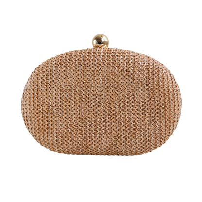 Bolsa Clutch Festa Oval Palha Bege