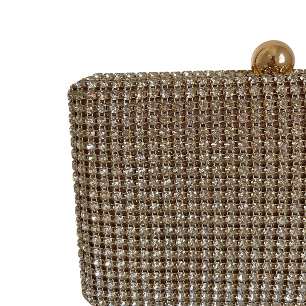 Bolsa de Festa Clutch Strass Translúcido Dourada - ReUse