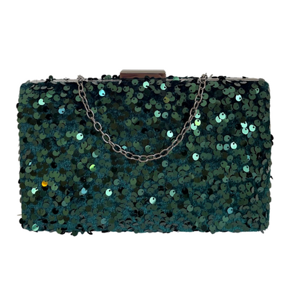 Bolsa de Festa Clutch Lantejoulas Verde Escuro