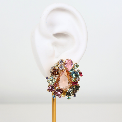 Brinco Dourado e Cristal Colorido - Semijoia