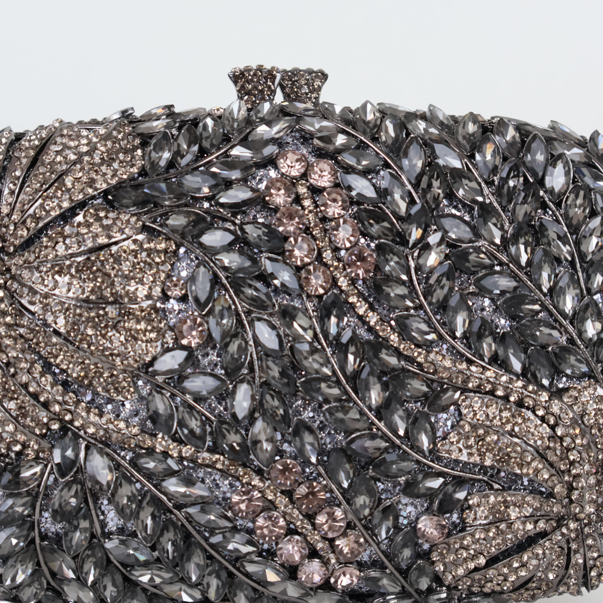 Bolsa Festa Clutch Pedraria Strass Prata Grafite