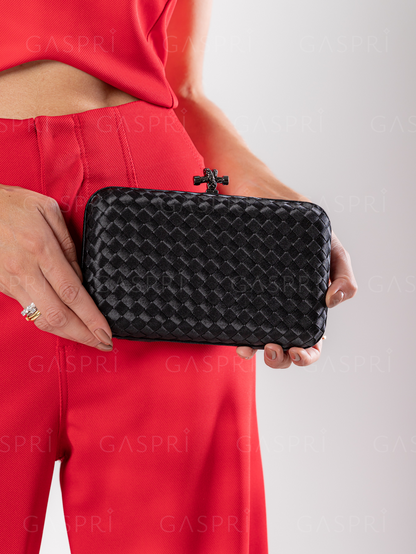 Clutch Tressê Cetim Inspired Média Preta