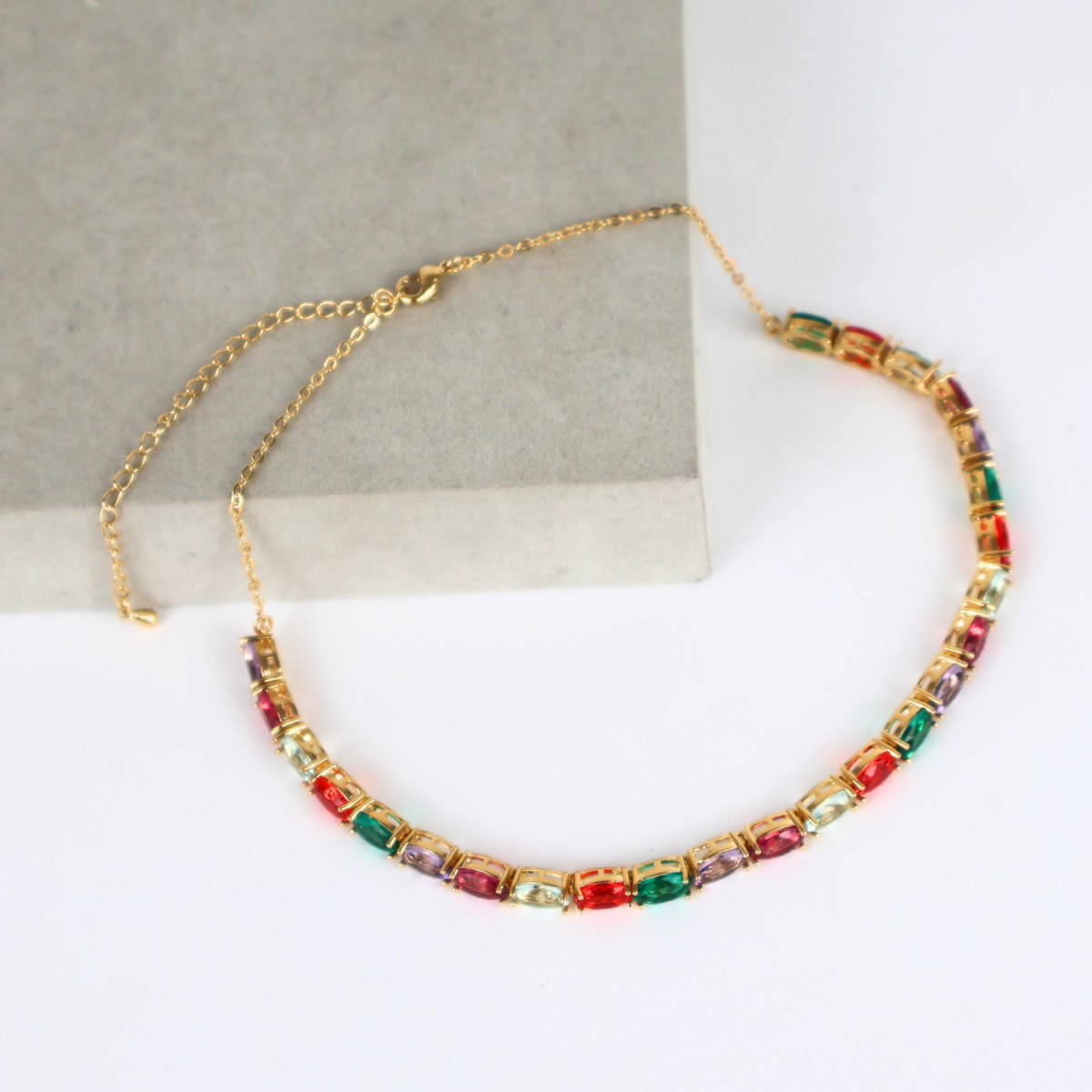 Colar Choker - Cristal Multicolorido - Semijoia