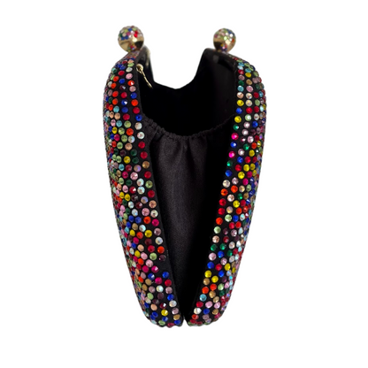 Bolsa de Festa Clutch Pedraria Strass Colorida Pixels