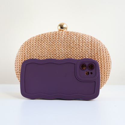 Bolsa Clutch Festa Oval Palha Bege