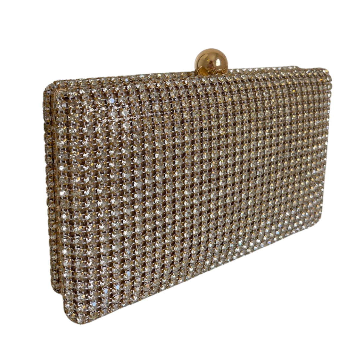 Bolsa de Festa Clutch Strass Translúcido Dourada - ReUse