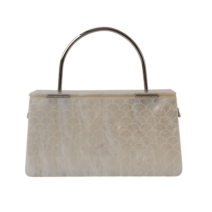 Bolsa de Festa Baú Acrílico Perolada Off White