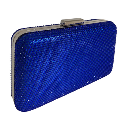 Bolsa de Festa Clutch Pedraria Strass Azul Royal