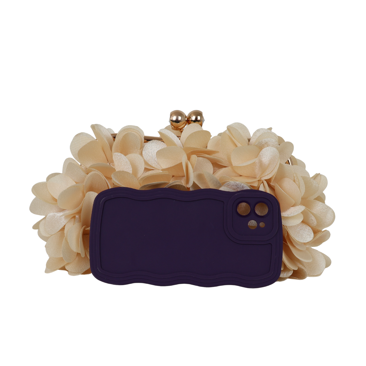Bolsa Festa Clutch Flores Bege