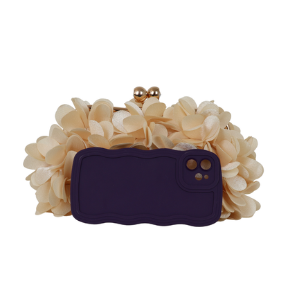 Bolsa Festa Clutch Flores Bege
