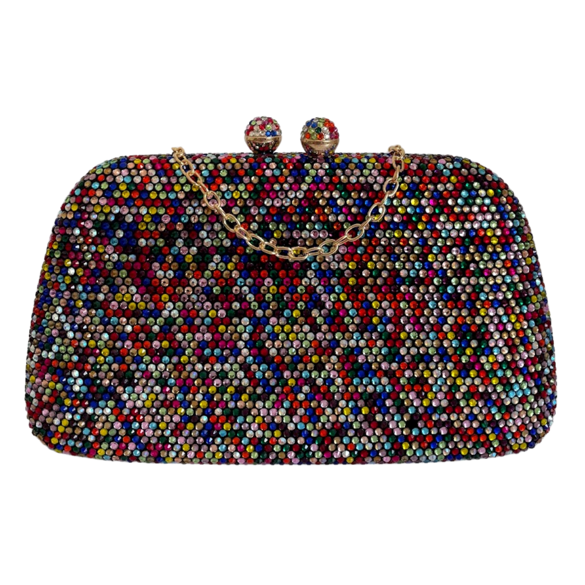 Bolsa de Festa Clutch Pedraria Strass Colorida Pixels