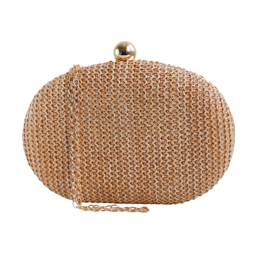 Bolsa Clutch Festa Oval Palha Bege