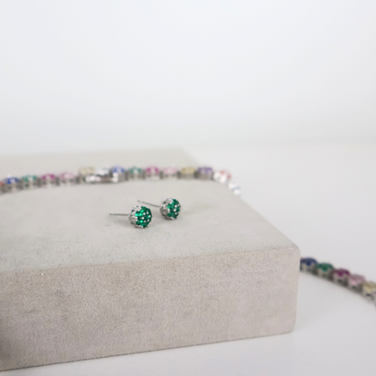 Kit Colar e Brinco - Cristal Multicor - Prateado