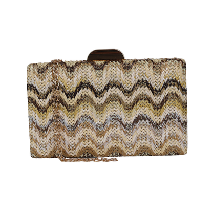 Bolsa de Festa Clutch Palha Bege Marrom