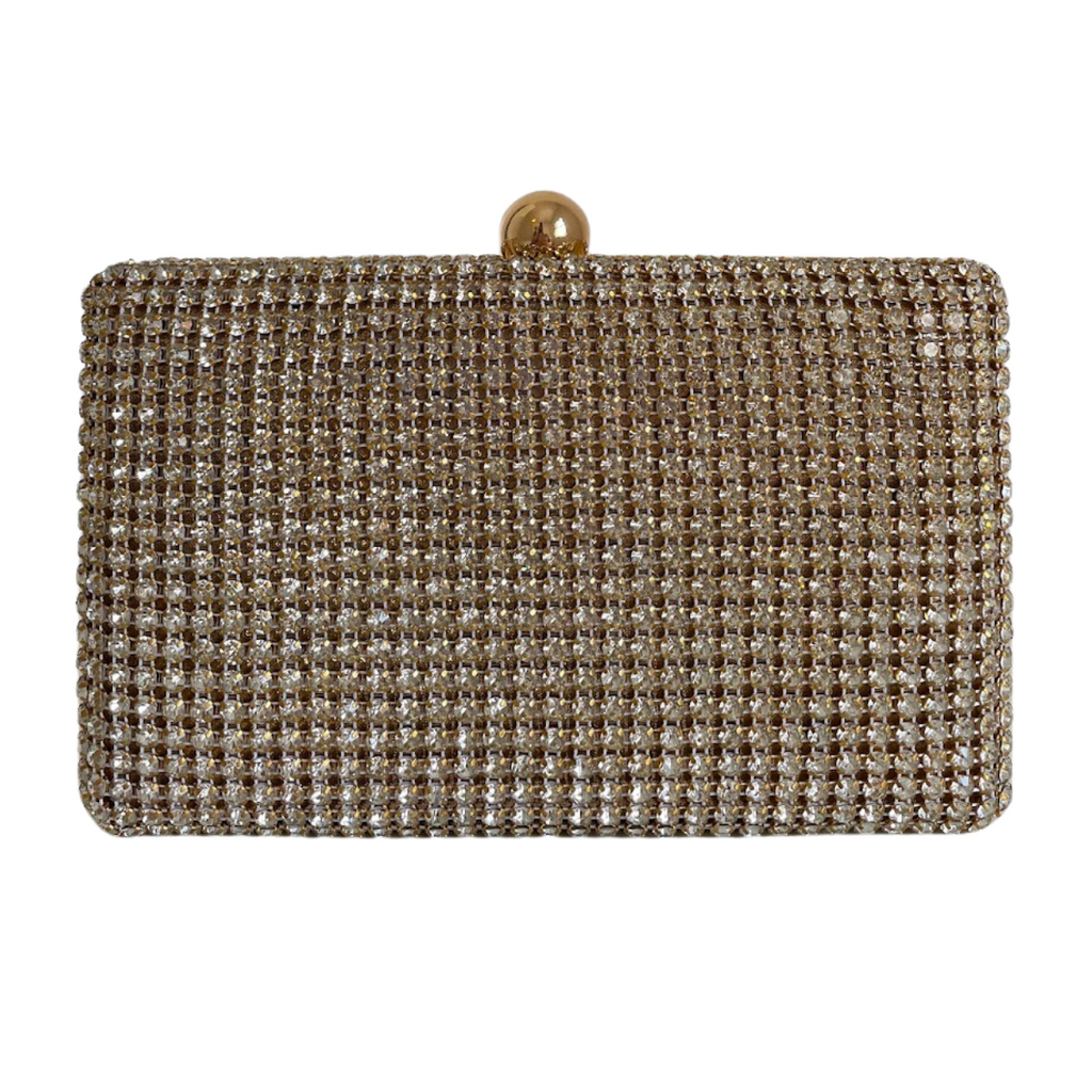 Bolsa de Festa Clutch Strass Translúcido Dourada - ReUse