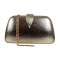 Bolsa Clutch Festa Fecho de Folha Dourado Claro