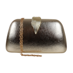 Bolsa Clutch Festa Fecho de Folha Dourado Claro