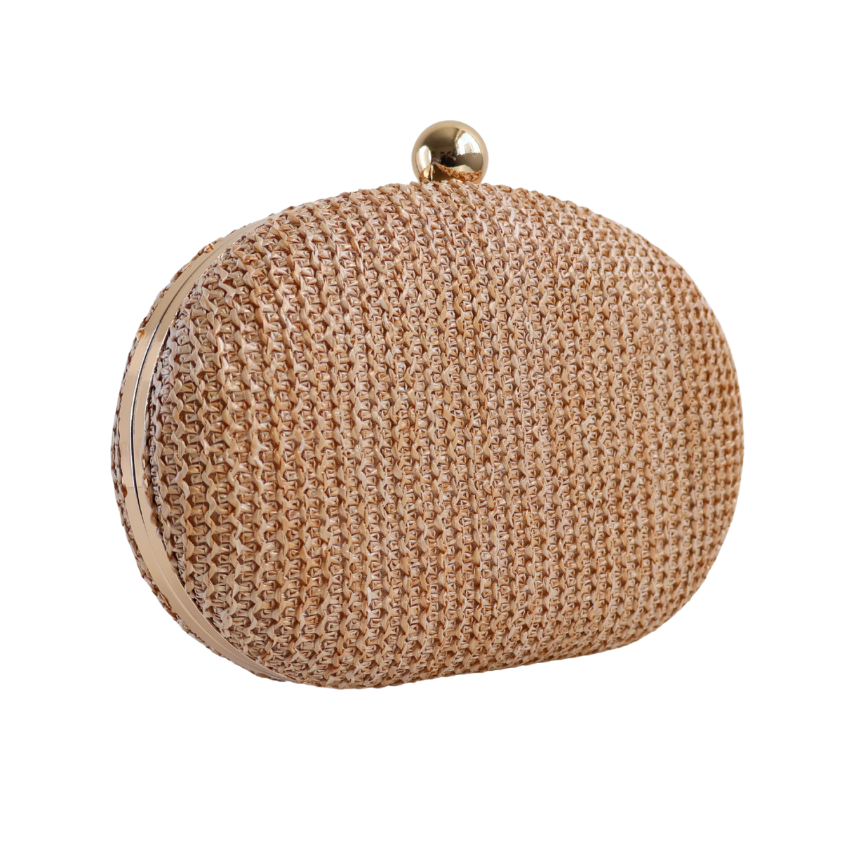 Bolsa Clutch Festa Oval Palha Bege