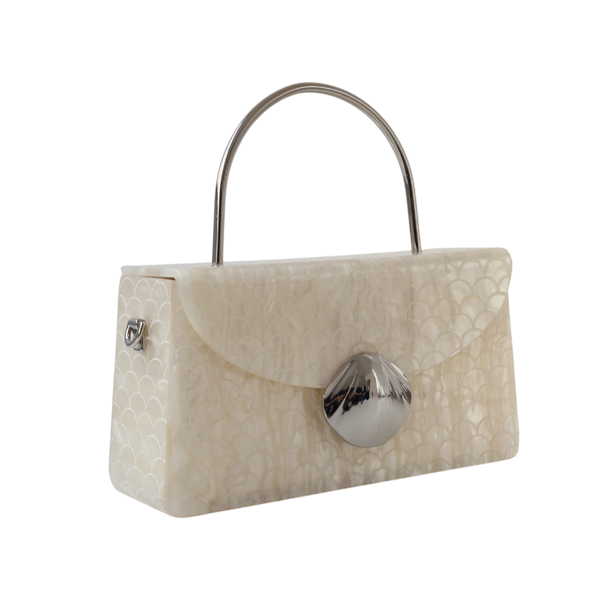 Bolsa de Festa Baú Acrílico Perolada Off White