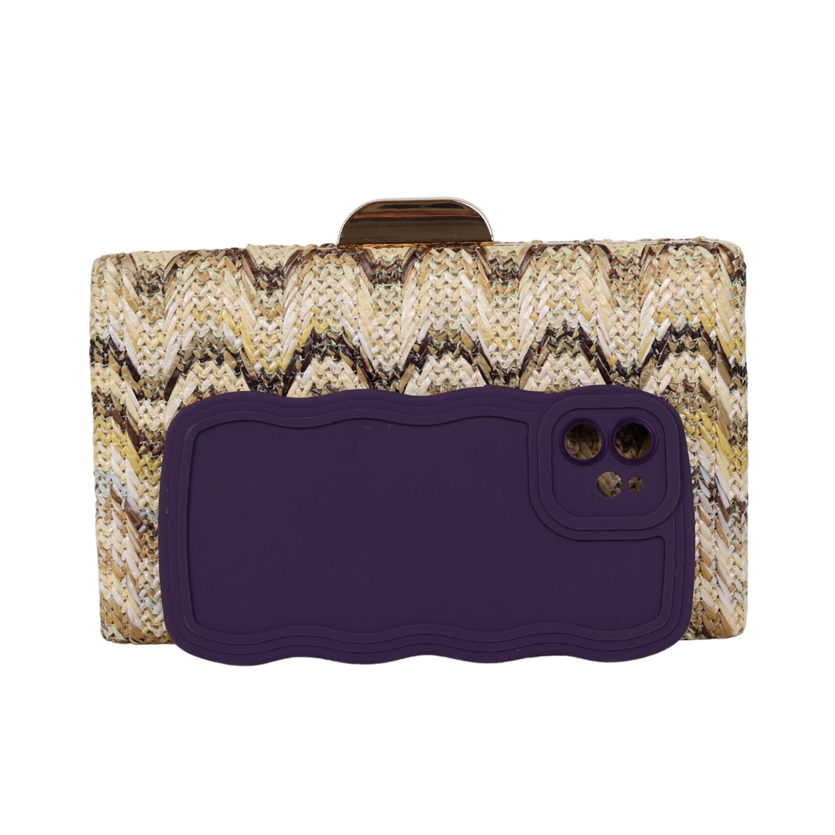 Bolsa de Festa Clutch Palha Bege Marrom