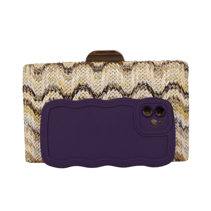 Bolsa de Festa Clutch Palha Bege Marrom