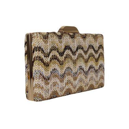 Bolsa de Festa Clutch Palha Bege Marrom