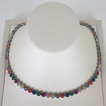 Kit Colar e Brinco - Cristal Multicor - Prateado