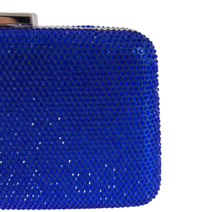 Bolsa de Festa Clutch Pedraria Strass Azul Royal