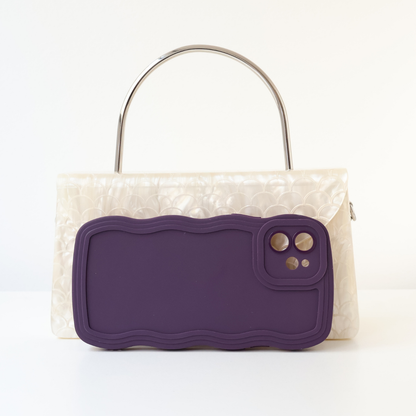 Bolsa de Festa Baú Acrílico Perolada Off White