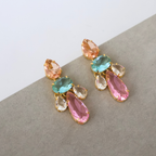 Brinco Dourado e Cristal Multicor - Semijoia