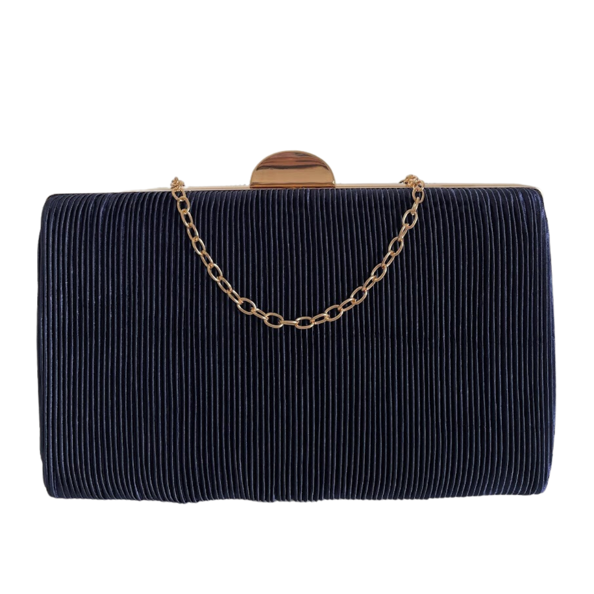 Bolsa Clutch Festa Tecido Aveludado Frizado Azul Marinho