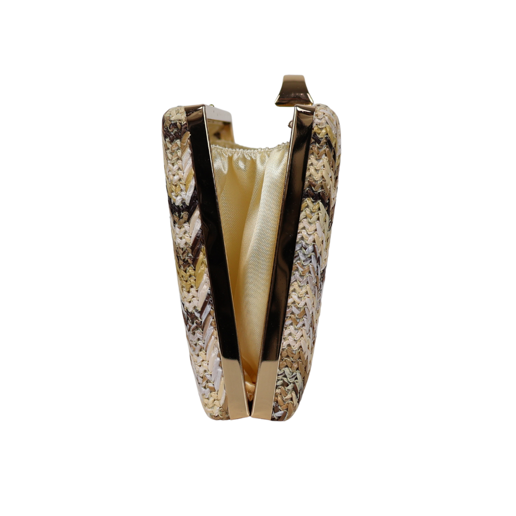 Bolsa de Festa Clutch Palha Bege Marrom
