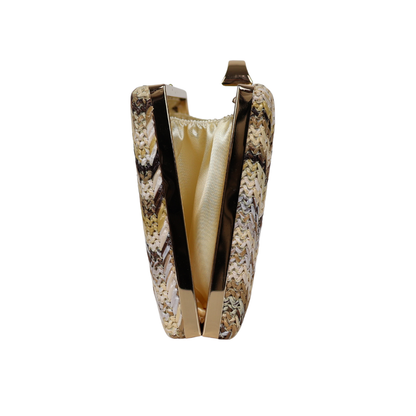 Bolsa de Festa Clutch Palha Bege Marrom