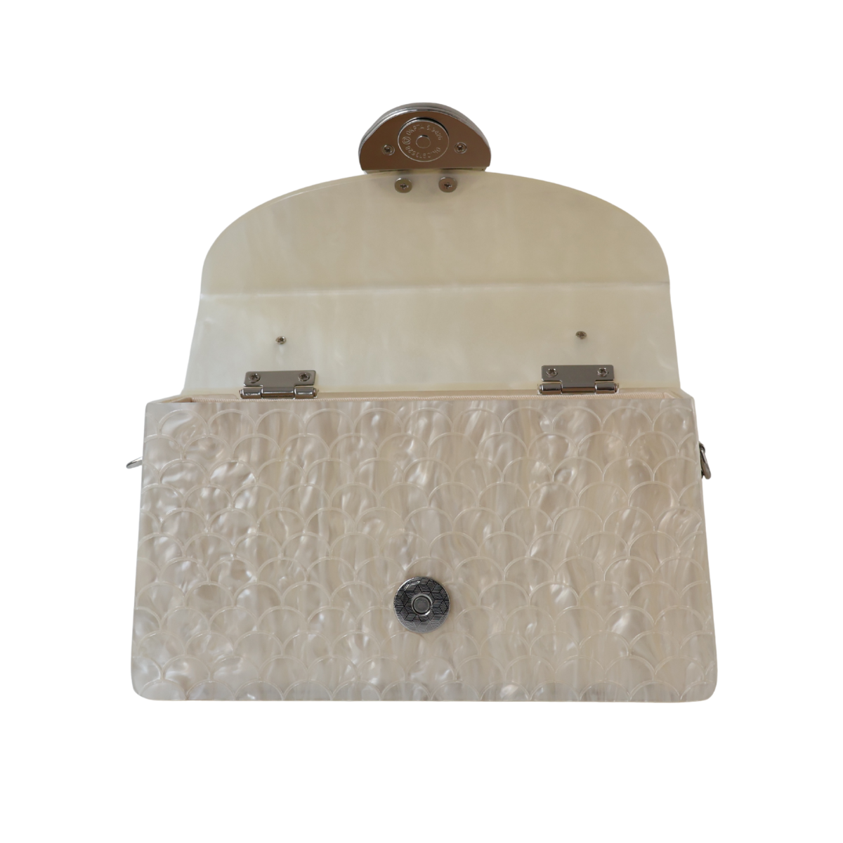Bolsa de Festa Baú Acrílico Perolada Off White